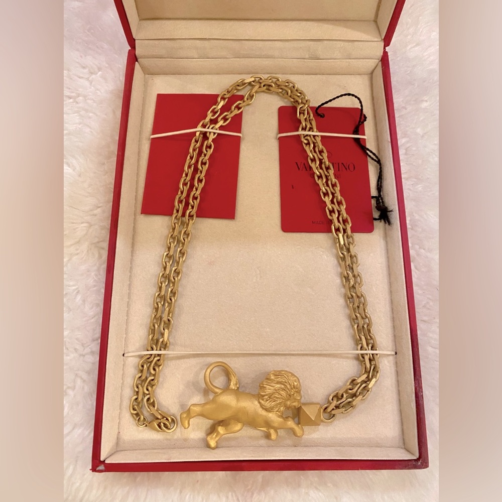 Matte Brass Valentino Zodiac Necklace. REAL VALENTINO!